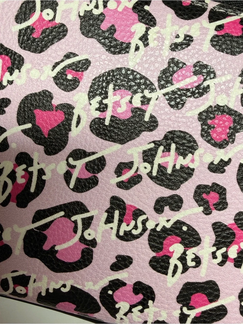 Betsey Johnson Pink & Black Leopard Print Zip-Around Wristlet Wallet